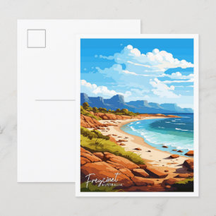 Postal Freycinet Australia Viaje ilustracion Vintage
