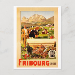 Postal Friburgo, la ciudad y alrededores, Suiza