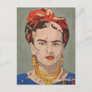 Postal Frida Kahlo en Coyoacá n retrato