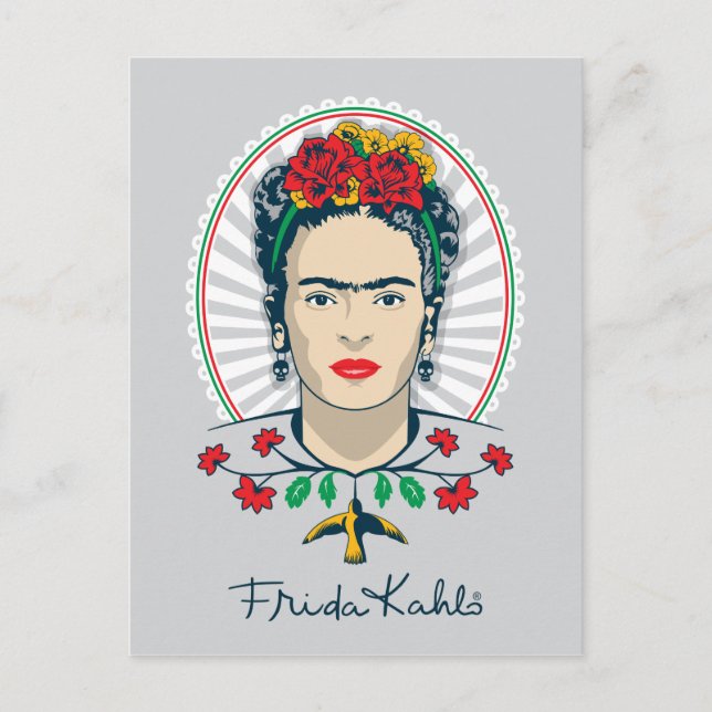 Postal Frida Kahlo | Floral de época (Anverso)