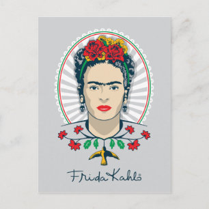 Postal Frida Kahlo Floral de época