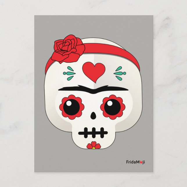 Postal Frida Kahlo | Frida Moji - Calavera azucarera (Anverso)