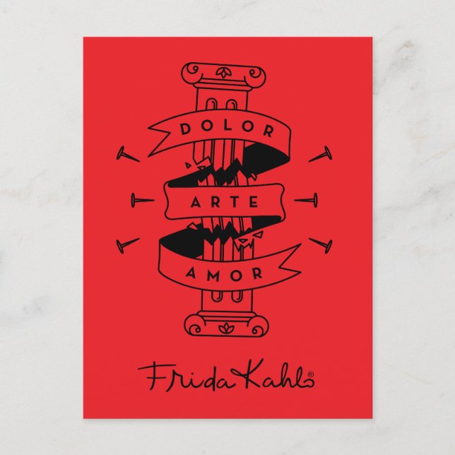 Postal Frida Kahlo | Pain Art Love (Anverso)