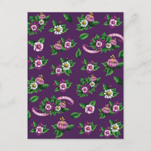 Postal Frida Kahlo   Patrón de Bouquet floral de Purlpe