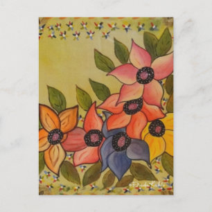 Postal Frida Kahlo Pintó Flores