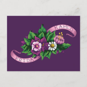 Postal Frida Kahlo   Purple Floral Bouquet