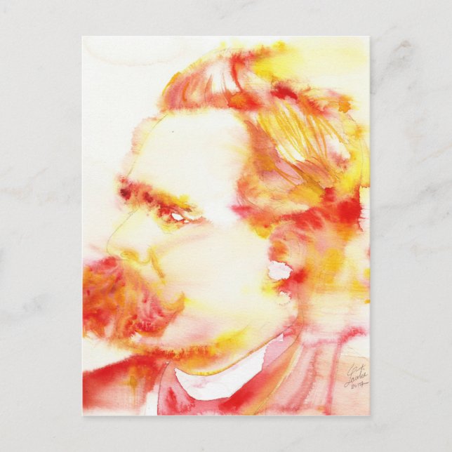 Postal friedrich nietzsche - retrato acuarela.3 (Anverso)