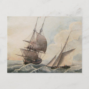 Postal Frigate en un oleaje del siglo XVII
