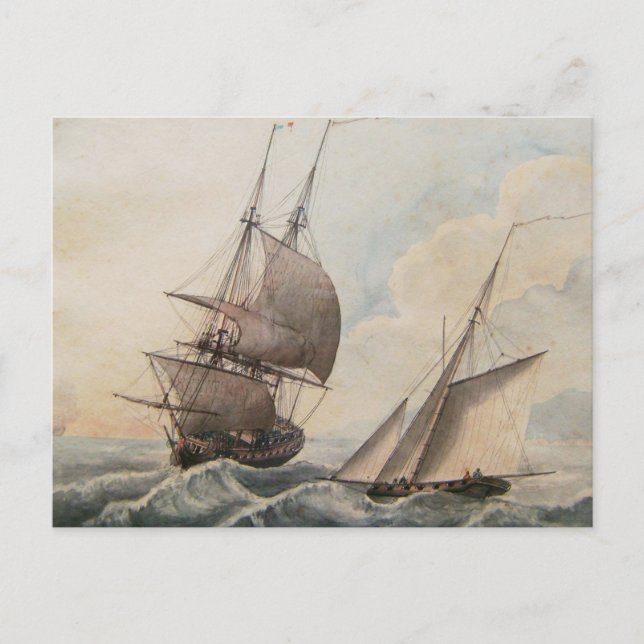 Postal Frigate en un oleaje del siglo XVII (Anverso)