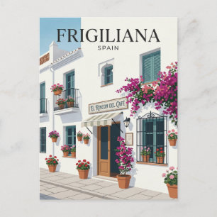 Postal Frigiliana, España, fachada de un café