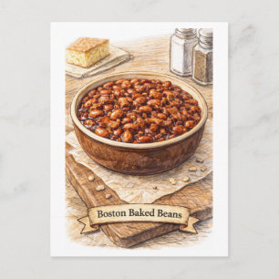 Postal Frijoles horneados de Boston (serie de comida esta