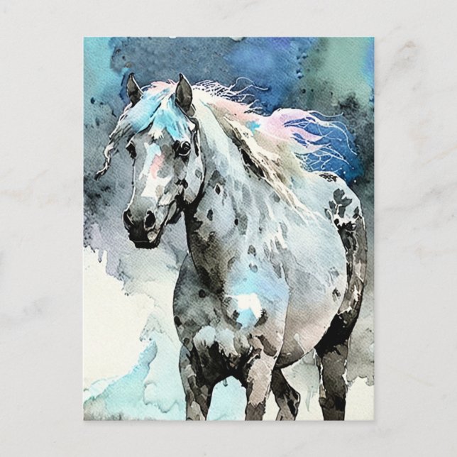 Postal Frisky Appaloosa Mare Watercolor (Anverso)