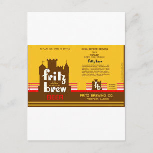 POSTAL FRITZ BREW CONE TOP BEER PUEDE DISEÑAR FREEPORT IL