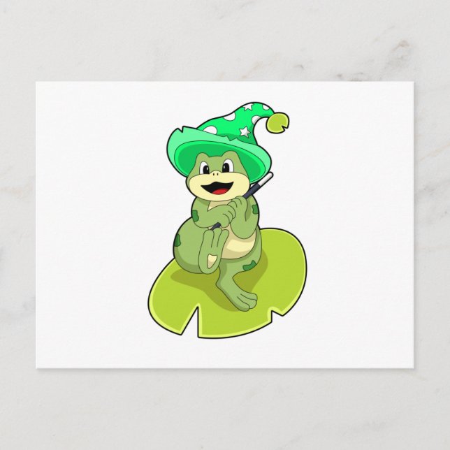 Postal Frog as Wizard con varita mágica (Anverso)