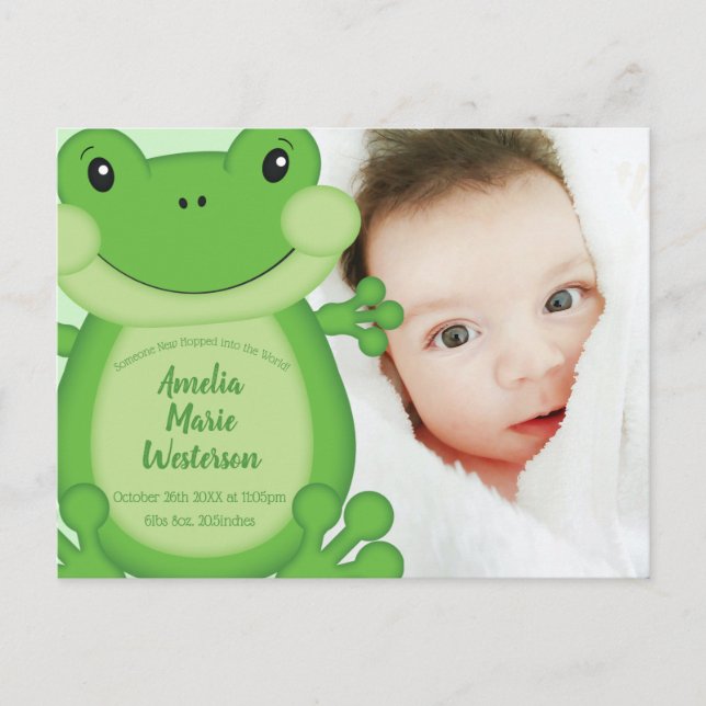 Postal Frog Baby Shower Green (Anverso)