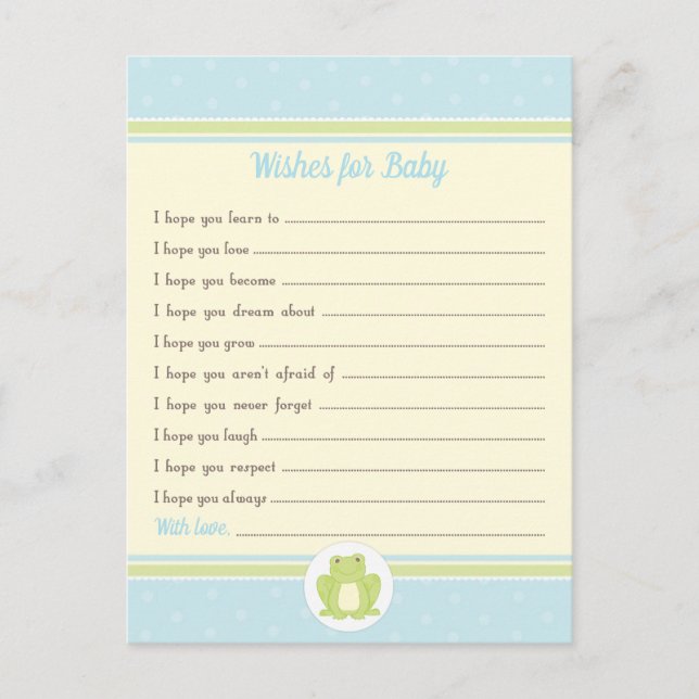 Postal Frog Baby Shower Well Wishes Blue and Yellow