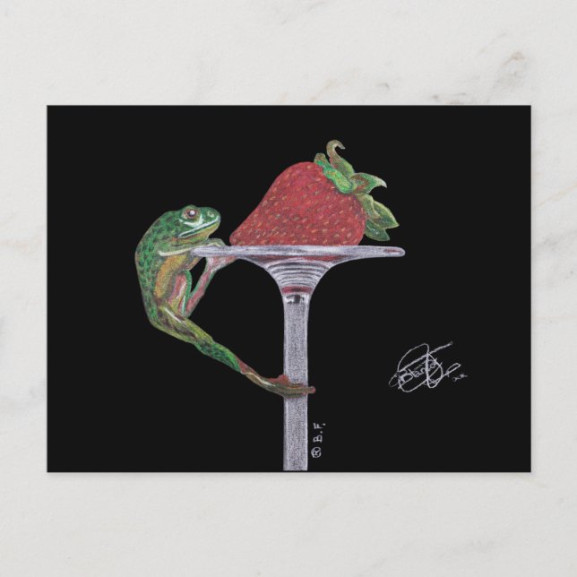 POSTAL FROG CATCHING A STRAWBERRY (Anverso)