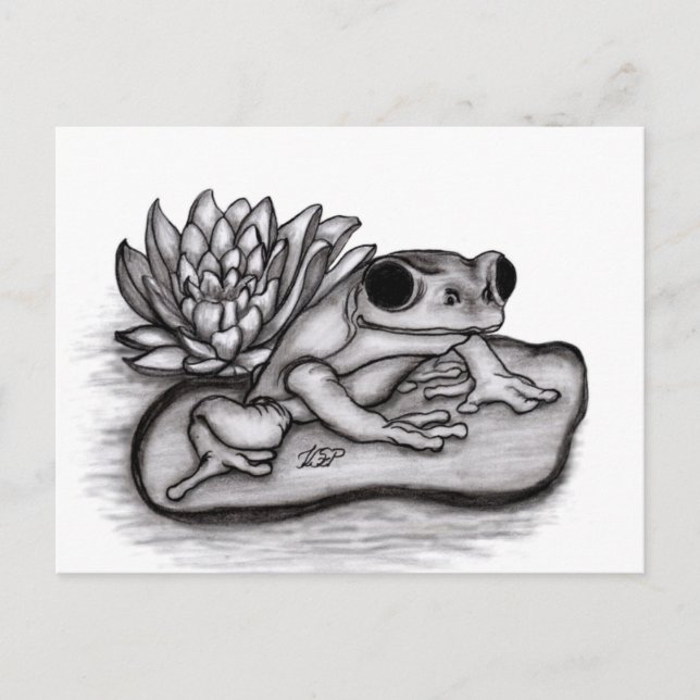 Postal Froggy con Lotus Flower (Anverso)