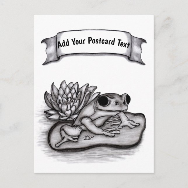 Postal Froggy with Lotus Flower, agrega tu texto (Anverso)