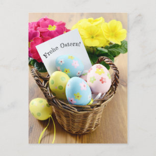 Postal Frohe Ostern Postkarte mit Primel und Oestereoi
