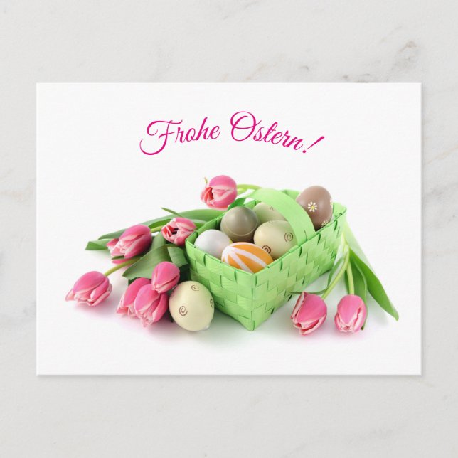 Postal Frohe Ostern Postkarte mit Tulpen Oestereoiern (Anverso)