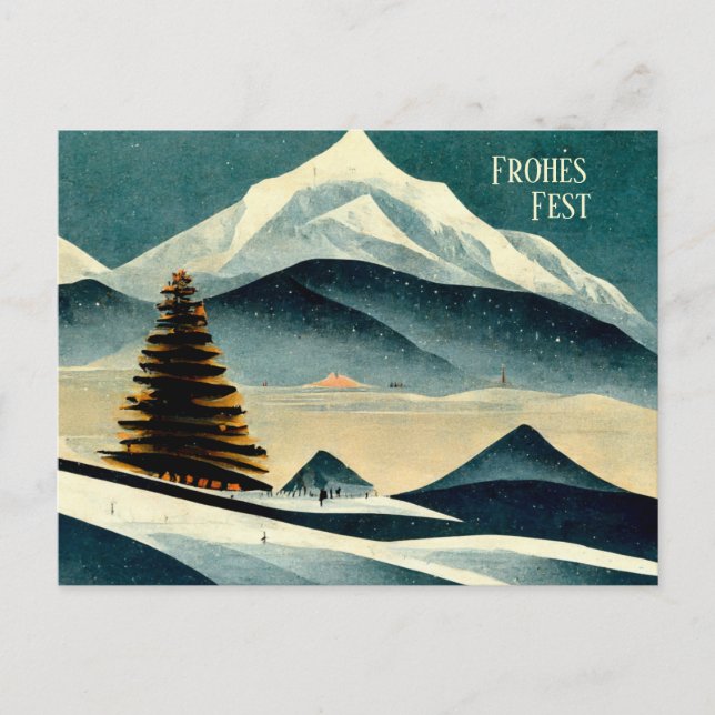Postal Frohes Fest. Weihnachtskarte mit Art Deco Motiv (Anverso)