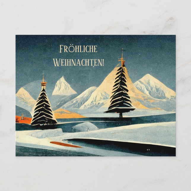 Postal Fröhliche Weihnachten Art deco Karte (Anverso)