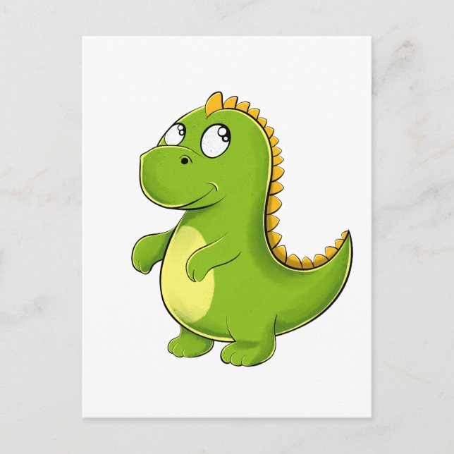 Postal Fröhlicher Grüner Dino (Anverso)