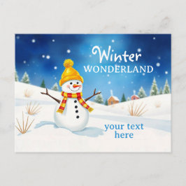 Postal Fröhlicher Schneemann - Abendstimmung im Schnee |