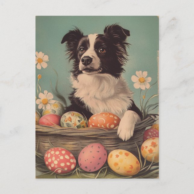 Postal Frontera Collie Vintage Easter (Anverso)