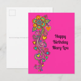 Postal Fronteras de zarcillos de poder floral retro 18 + 