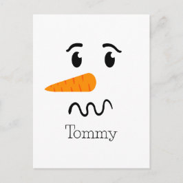 Postal Frosty el rostro confuso del hombre de nieve