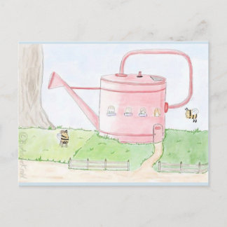 Postal Frühlings gruss hummel gießkanne garten postkarte