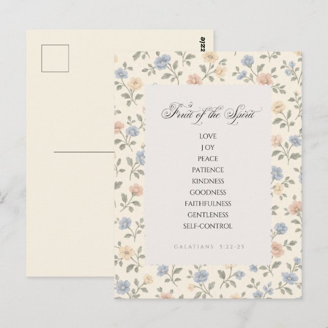 Postal Fruit of the Spirit Galatians 5:22–23 Bible Verse  (Anverso / Reverso)