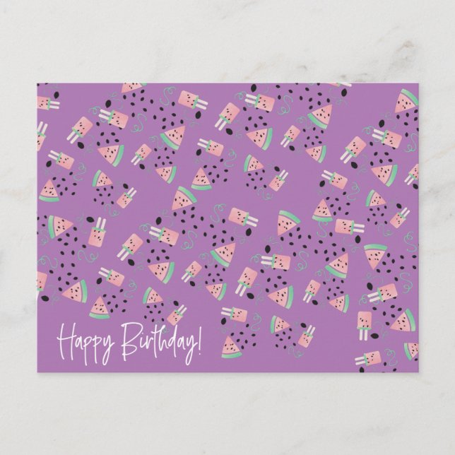Postal Fruit Watermelon Ice Cream y Seda Fun Pattern (Anverso)