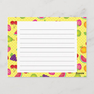 Postal Fruity Cute Recipe Card