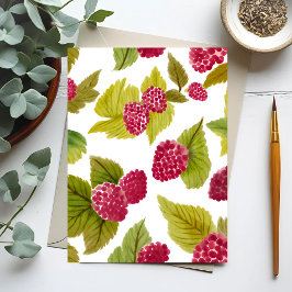 Postal Fruta acuática de frambuesa roja pintada
