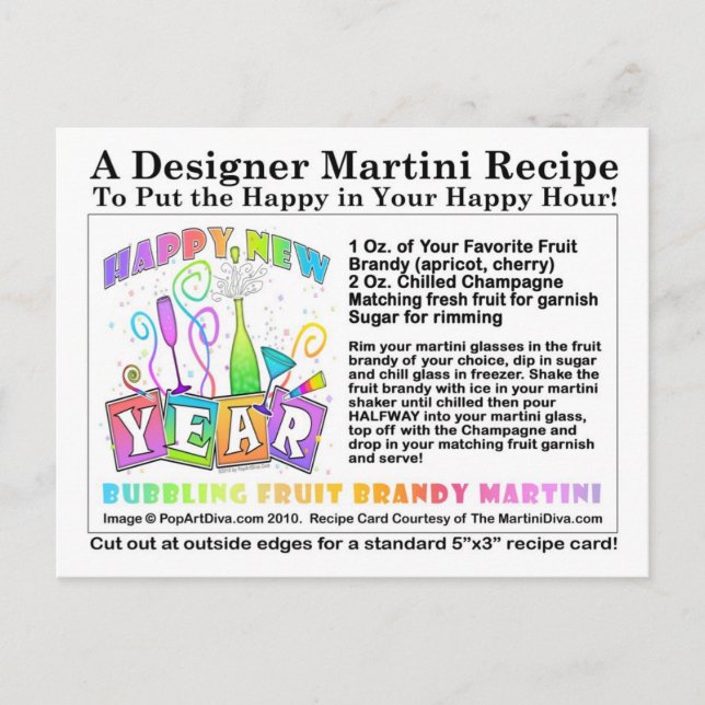 Postal Fruta burbujeante Brandy Martini Postcard (Anverso)