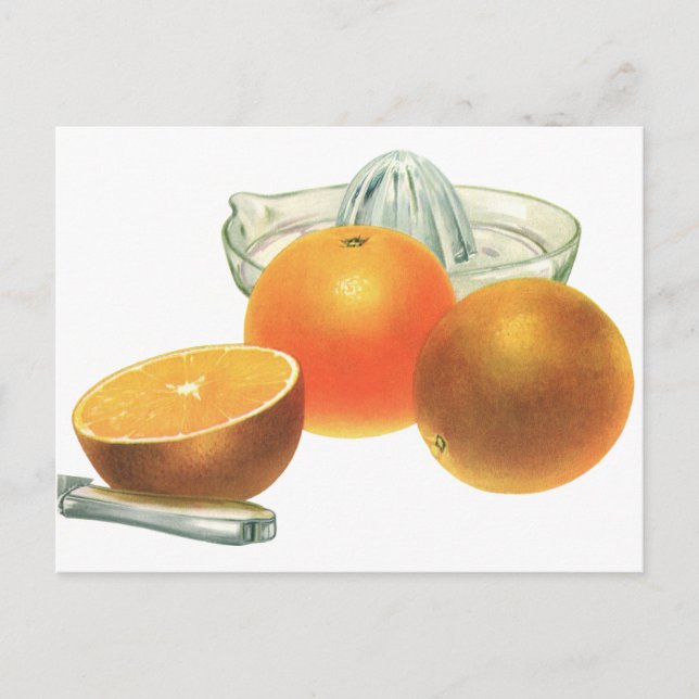Postal Fruta culinaria vintage, Naranjas maduros Juicer d (Anverso)