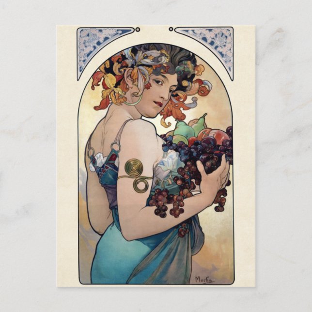 Postal Fruta de Alfons Mucha 1897 (Anverso)