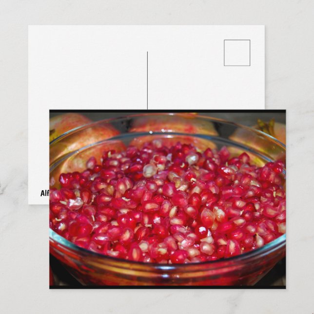 Postal Fruta de Granada en Tazón (Anverso / Reverso)