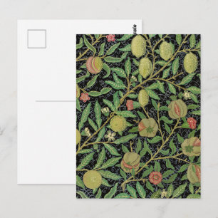 Postal Fruta de granada oscura patrón de William Morris