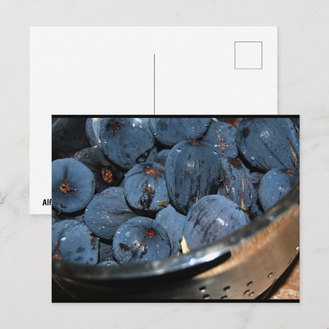 Postal Fruta de higo en colador (Anverso / Reverso)