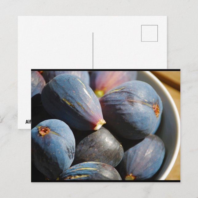 Postal Fruta de higo morado en tazón (Anverso / Reverso)