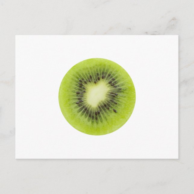 Postal Fruta kiwi fresca. Secador redondo aislado (Anverso)