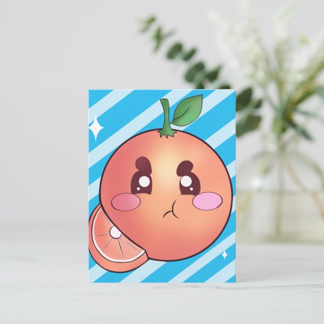Postal Fruta Naranja amarga y furiosa (Anverso de pie)