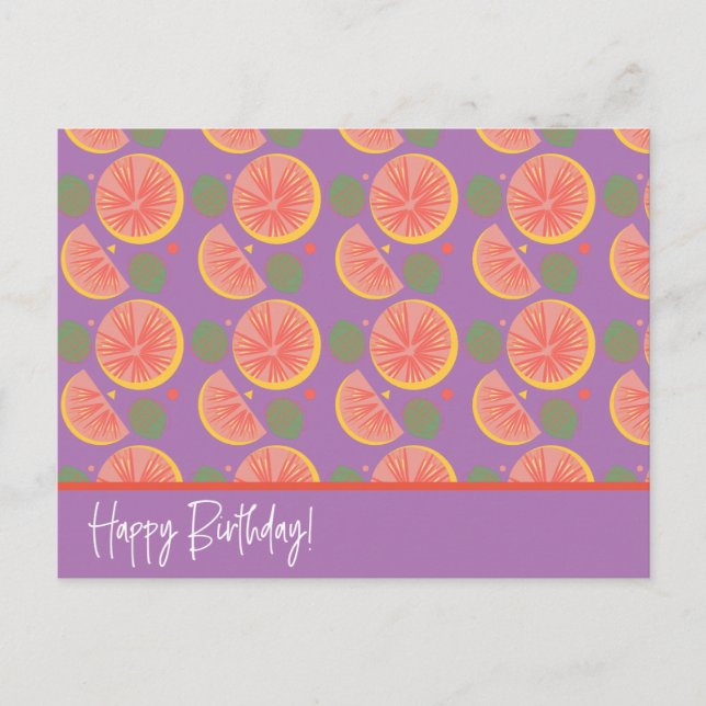 Postal Fruta patrón de confeti de pomelo (Anverso)