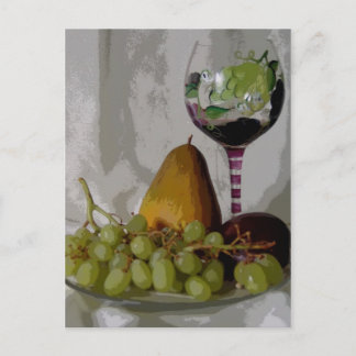 Postal Fruta Sobre El Vino