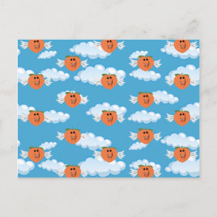 Postal Fruta sonriente payaso melocotón humor de comida e