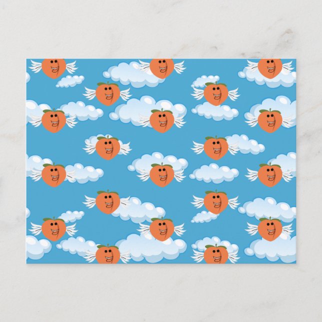 Postal Fruta sonriente payaso melocotón humor de comida e (Anverso)